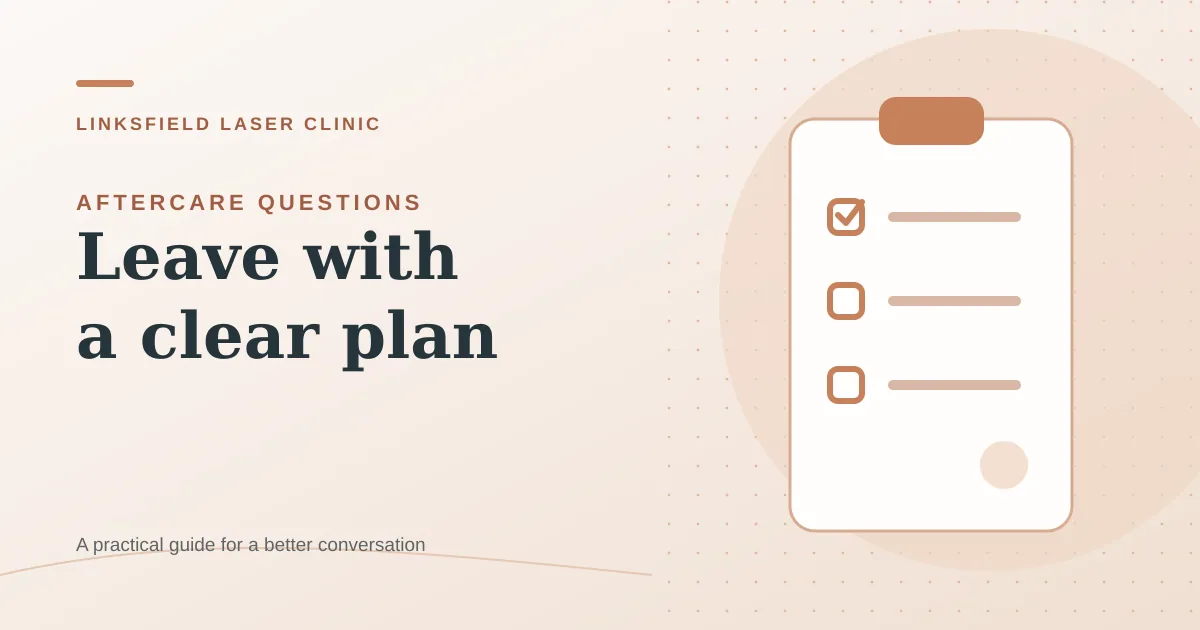 Illustrated aftercare question checklist