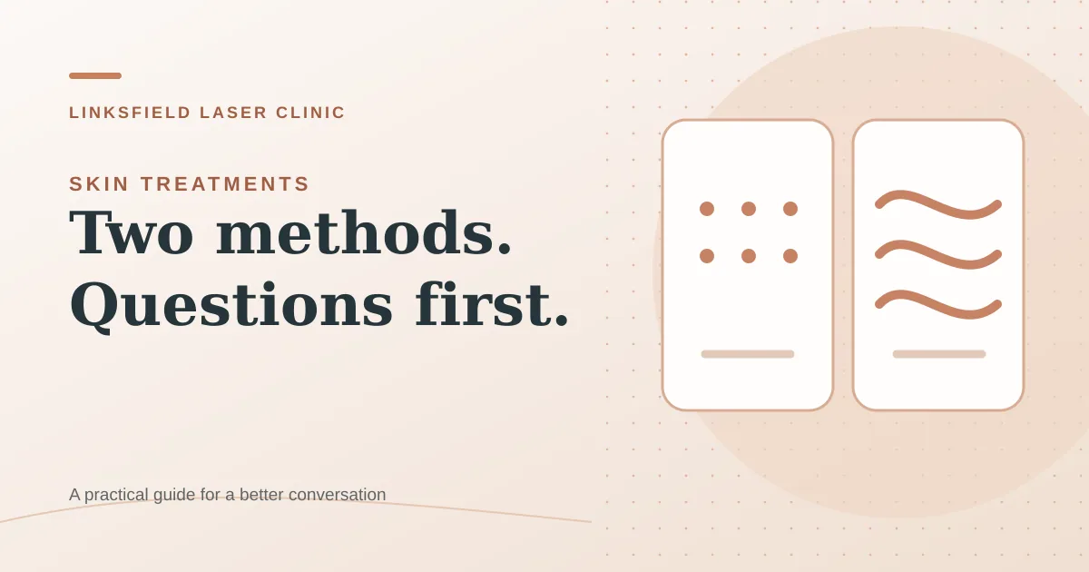 Illustrated side-by-side treatment comparison cards
